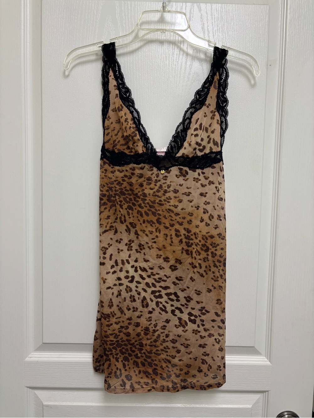 Vintage Victoria’s Secret Leopard Print Lace Trim Slip